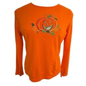 Halloween Jack-O-Lantern Orange Women’s Shirt by White Stag Sz. M